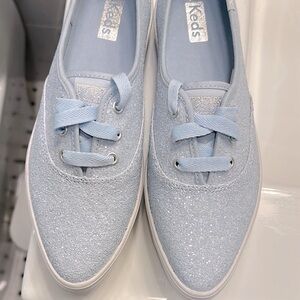 KEDS NEW Point Glitter Celebrations Lace up in Soft Light Blue. Size 7.5 NWT